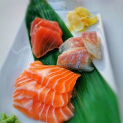 High angle view of sushi on table