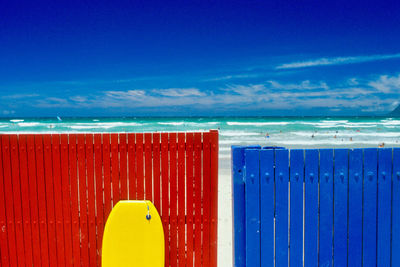 Scenic view of sea against blue sky