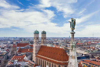 High angle view of buildings against sky in city