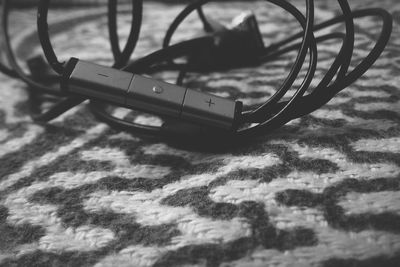 Close-up of piano on table