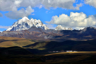 Scenic view of mountains against sky