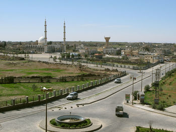 High angle view of city street