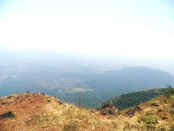 Scenic view of mountains against clear sky