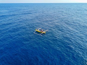 High angle view of boat in sea