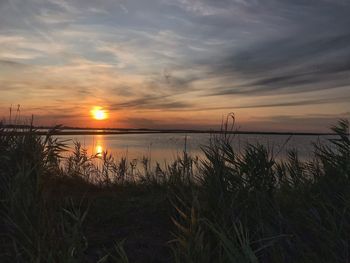 Scenic view of sea against sky during sunset