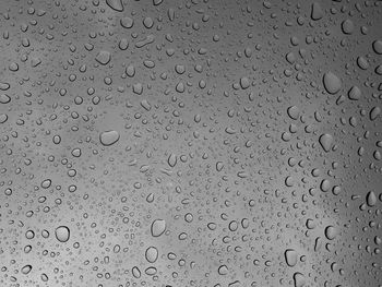 Full frame shot of raindrops on window