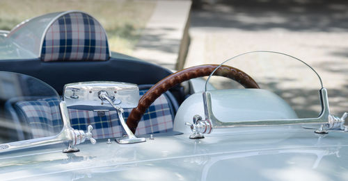 Close-up of vintage car outdoors