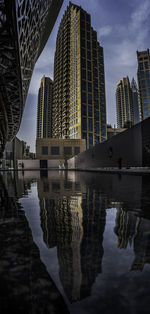 Reflection of buildings in city