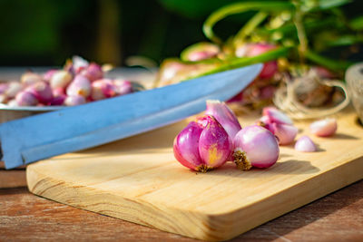Close-up of vegetables on cutting board
