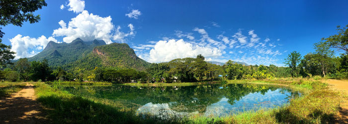 Scenic view of lake against sky