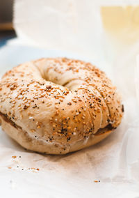 Close-up of bread in plate on table