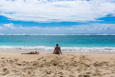 Scenic view of beach against sky