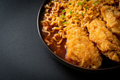 Close-up of food in plate on table