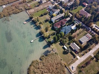 High angle view of agricultural landscape