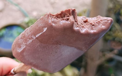 Close-up of hand holding ice cream