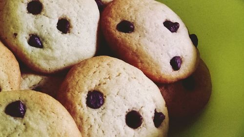 High angle view of cookies