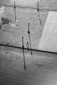 High angle view of street light on sidewalk