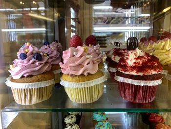 Close-up of cupcakes on table