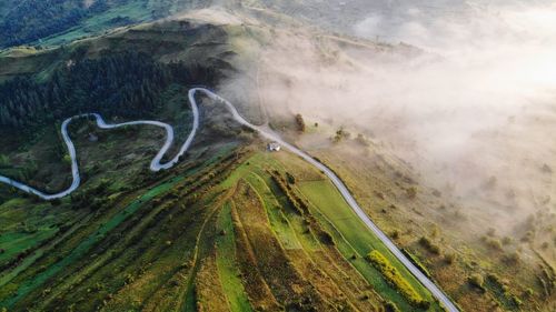 High angle view of road on land