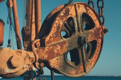 Close-up of rusty metallic object