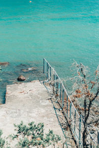 High angle view of pier by sea