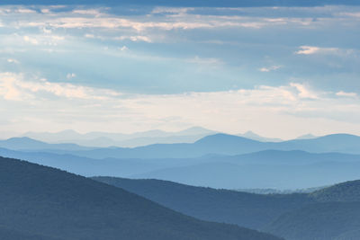 Scenic view of mountains against sky during sunset