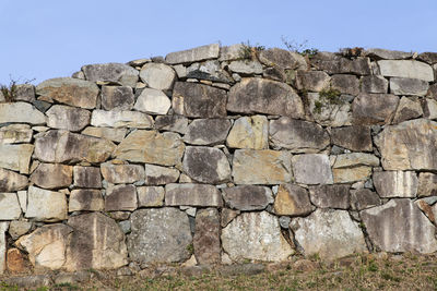 View of stone wall against clear sky