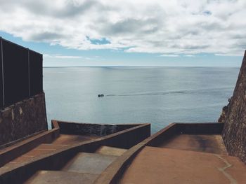 Scenic view of sea against cloudy sky