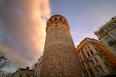 Low angle view of buildings against sky