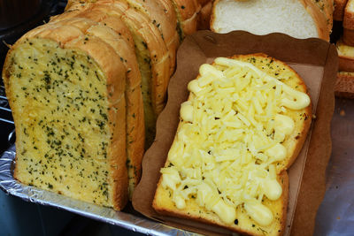 High angle view of breakfast served in plate