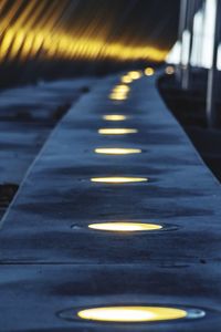 Surface level of road marking on street at night