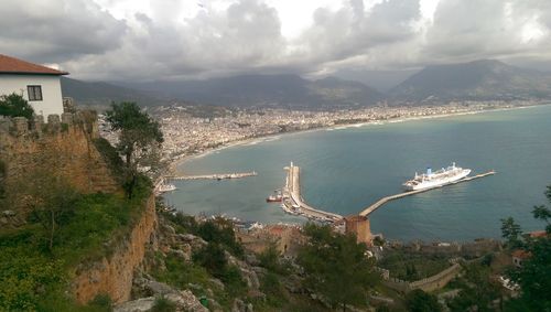 Scenic view of sea against cloudy sky