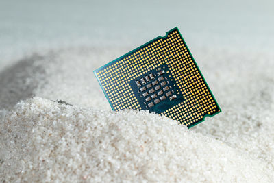 High angle view of umbrella on sand
