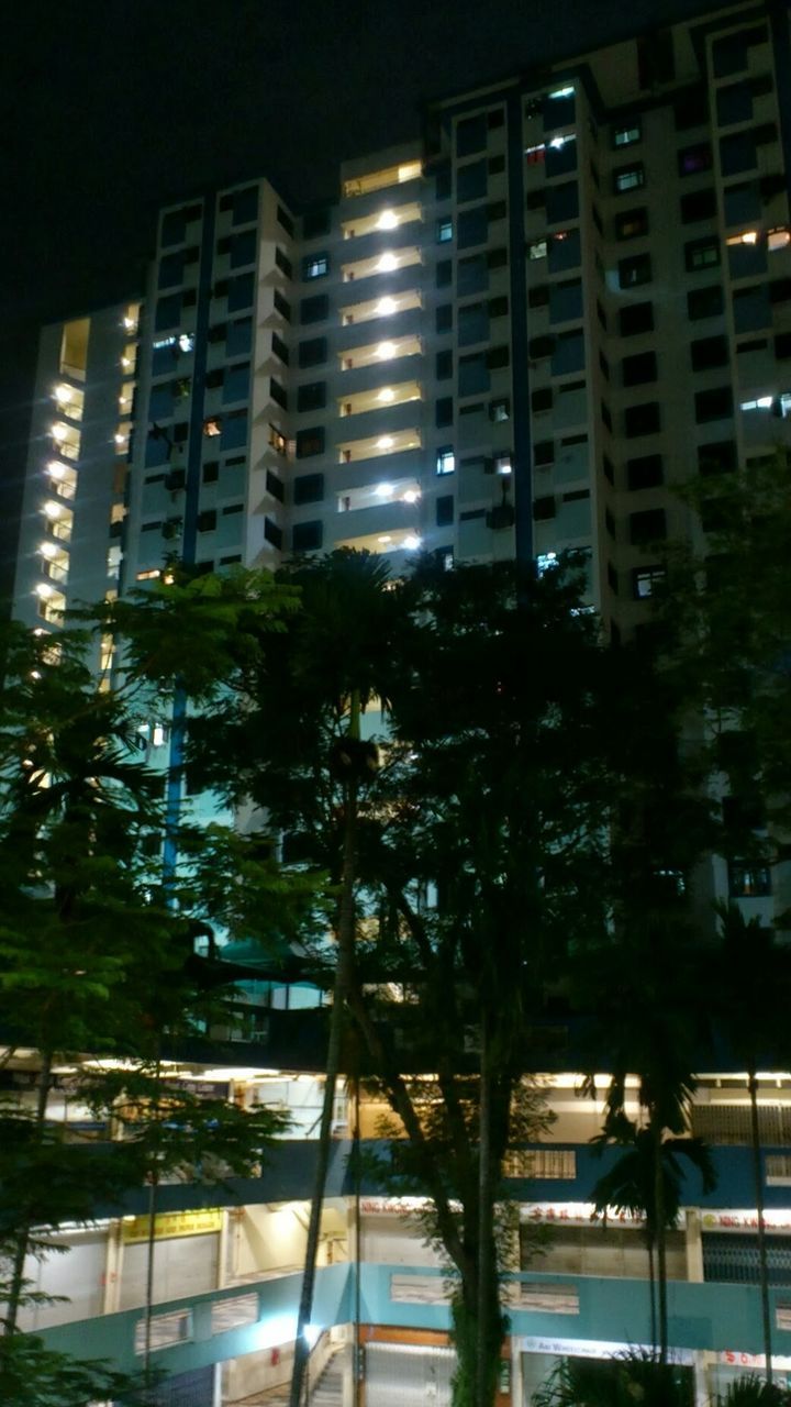building exterior, architecture, built structure, city, reflection, building, window, modern, glass - material, office building, night, illuminated, residential building, skyscraper, tree, residential structure, apartment, city life, no people, growth