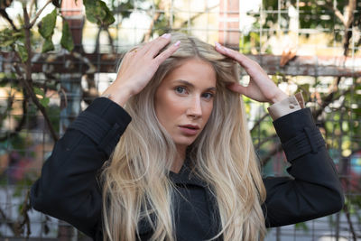 Portrait of young woman looking away