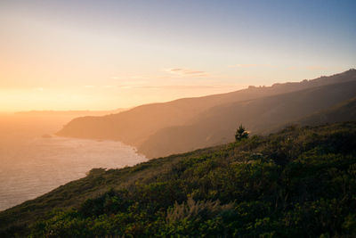 Scenic view of landscape against sky during sunset
