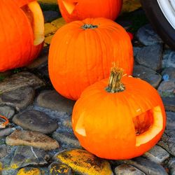 Close-up of pumpkins on table
