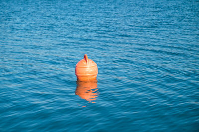 High angle view of floating on sea