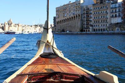 Valletta, malta, inside view from a traditional maltese water taxi