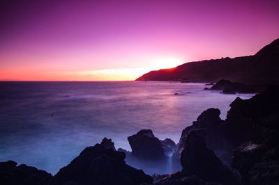 Scenic view of sea against sky during sunset