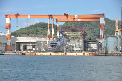 View of ship in sea against sky