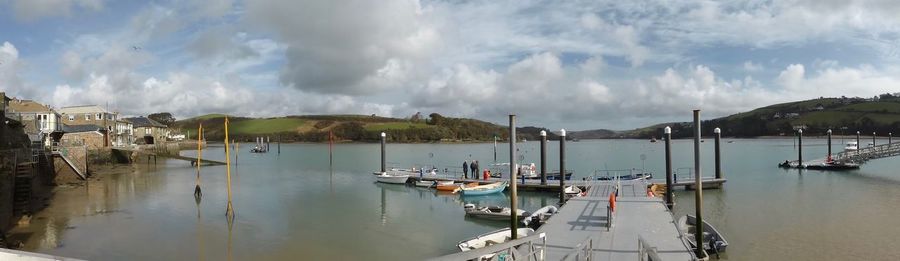 Panoramic view of boats in harbor