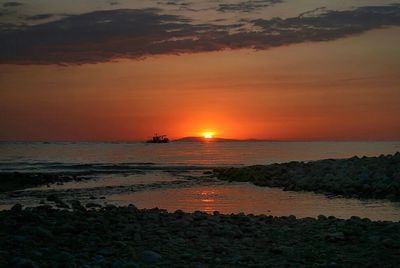 Scenic view of sea at sunset