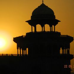 Exterior of temple at sunset