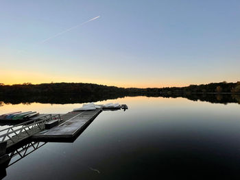 Scenic view of lake against clear sky