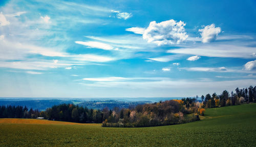 Scenic view of field against sky