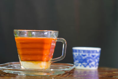 Close-up of tea on table thai tee