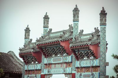 Low angle view of temple against clear sky