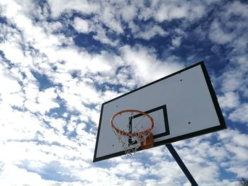 Low angle view of basketball hoop against sky