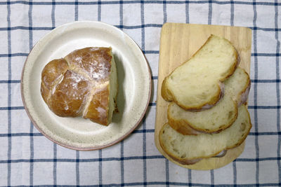 Directly above shot of breakfast on table